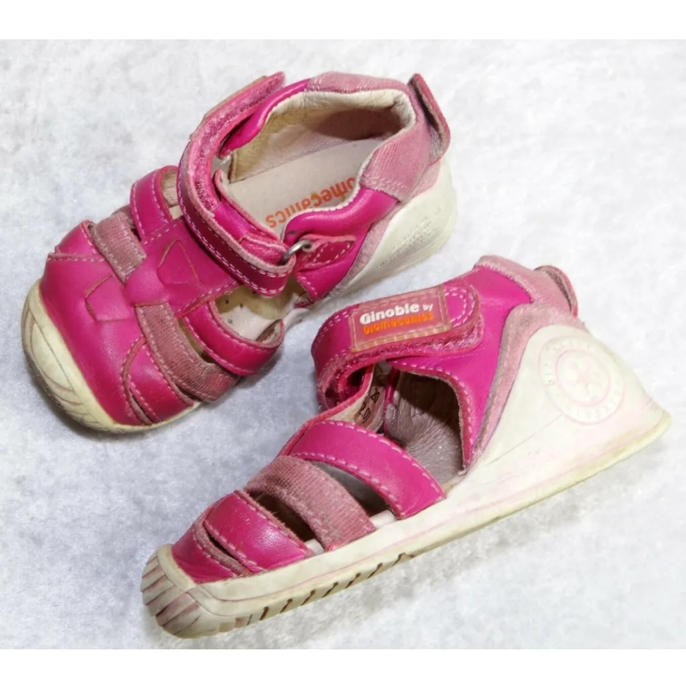 Ginoble by Biomecanics 20 Girls Toddlers Walking Sandals Pink Leather